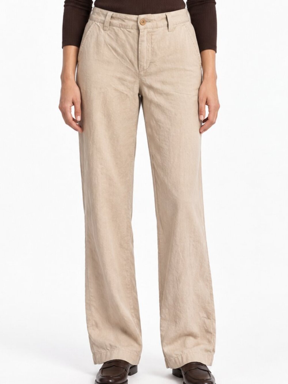 Vintage Gap Linen Wide Leg Pants Beige Minimalist Trousers Women’s Size 8